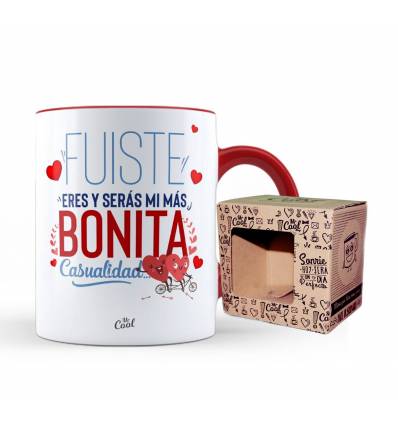 Taza Color Rojo – Fuiste eres y seras mi más bonita casualidad
