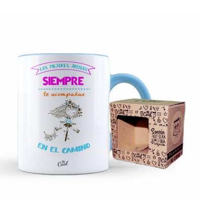 Taza Color Celeste – Los mejores amigos siempre te acompañan en el camino