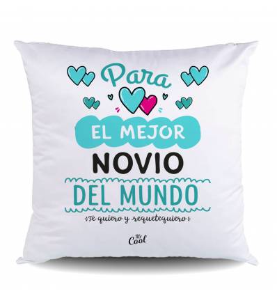 NUEVO Cojin POLIESTER – Para el mejor novio del mundo, te quiero y requetequiero