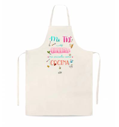 Delantal tipo lino - Mi tia es divina me encanta como cocina