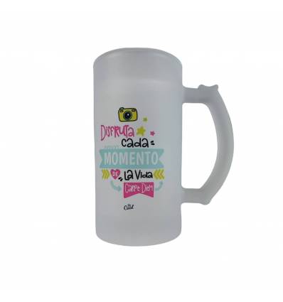 Jarra de cerveza – Disfruta cada momento de la vida carpe diem