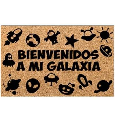 Felpudo galaxia letra negras: Bienvenidos a mi galaxia