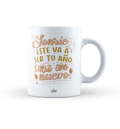 Taza – Navidad - Sonrie, este va a ser tu año. Feliz año nuevo (Rosa)