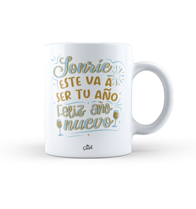 Taza – Navidad - Sonrie, este va a ser tu año. Feliz año nuevo (Azul)