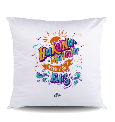 NUEVO COJIN Poliéster –Hakuna Matata, vive y se feliz