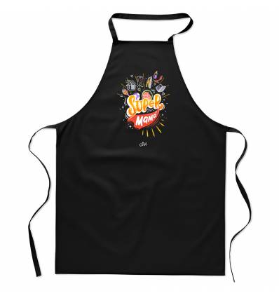 Delantal negro - Super mama