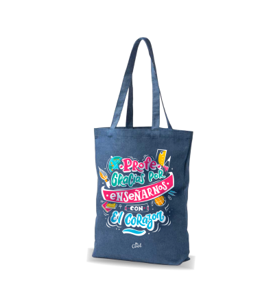 Bolsa Tote Bag Vaquera – Profe gracias por enseñarnos con el corazón
