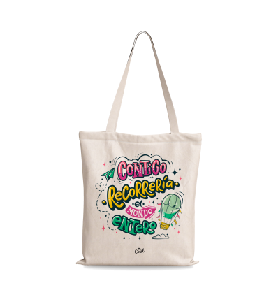 Bolsa Tote Bag – Contigo recorrería el mundo entero