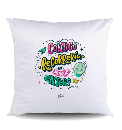 NUEVO COJIN Poliéster – Contigo recorrería el mundo entero