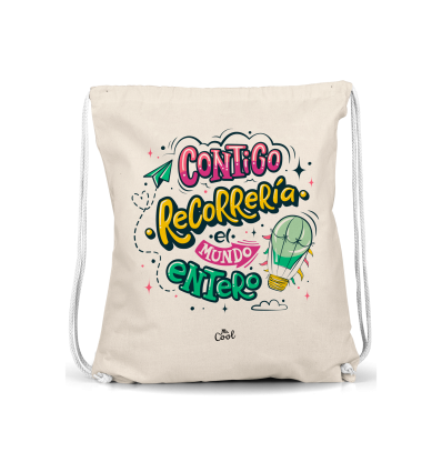 Mochila Saco – Contigo recorrería el mundo entero