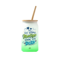 Vaso de cristal degradado VERDE – Soy como Montoya donde voy brillo