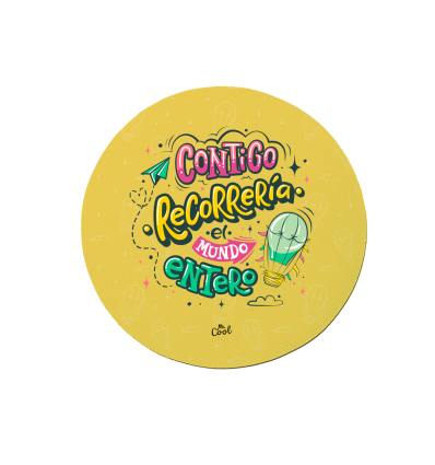 Alfombrilla de ratón circular – Contigo recorrería el mundo entero