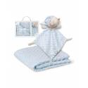Estuche regalo bebe manta y dou dou coralina marca INTERBABY azul