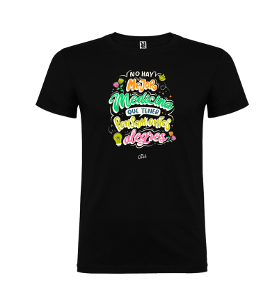 Camiseta negra – No hay mejor medicina que tener pensamientos alegres