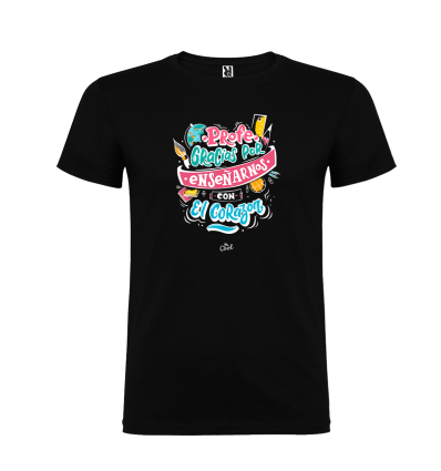 Camiseta negra – Profe gracias por enseñarnos con el corazón