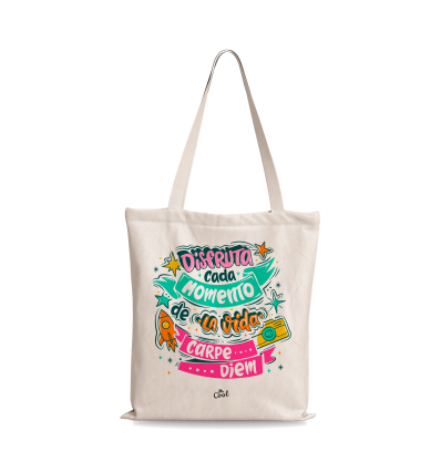 Bolsa Tote Bag – Disfruta cada momento de la vida, carpe diem