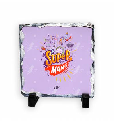 Pizarra cuadrada de piedra – Super mamá