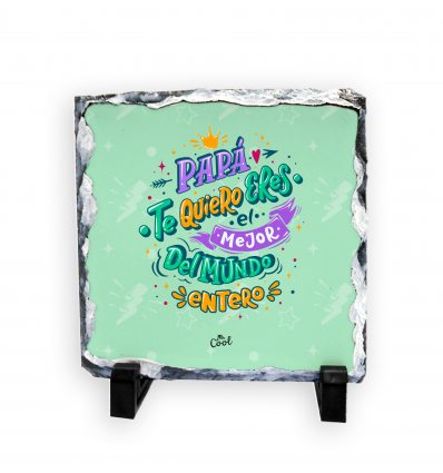 Pizarra cuadrada de piedra – Papá te quiero eres el mejor del mundo entero