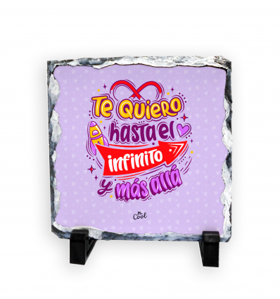 Pizarra cuadrada de piedra – Te quiero hasta el infinito y más allá